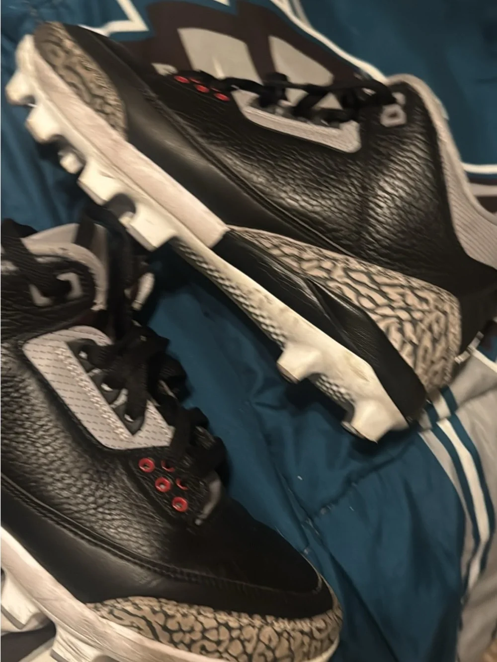 Jordan 3 Mid Retro Football Cleats Men's Black and Gray Athletic Cleats